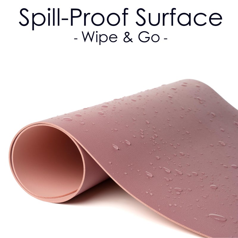 WAYBER Leather Desk Pad Protector, Waterproof Mouse Pad, PU Desk Mat, Office Desk Cover, Desk Writing Mat for Office/Home/Work/Cubicle (Purple/Pink) 35.4x17in - Image 4